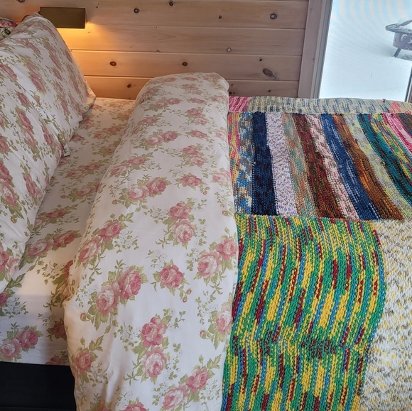 SOLD - VINTAGE Handmade Chenille Knit XL Blanket, Weighted Blanket, Patchwork - Picture 16 of 16